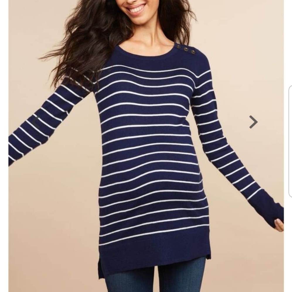 Navy and White Striped Tunic Sweater